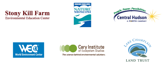 Logos of Environmental Science and Policy internship locations: Stonykill Environmental Education Center, Museum of the Hudson Highlands, Central Hudson, World Environment Center, Cary Institute of Ecosystem Studies, and Lake Champlain Land Trust.