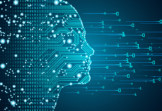 Stock image illustration of AI- and computer-related iconography.