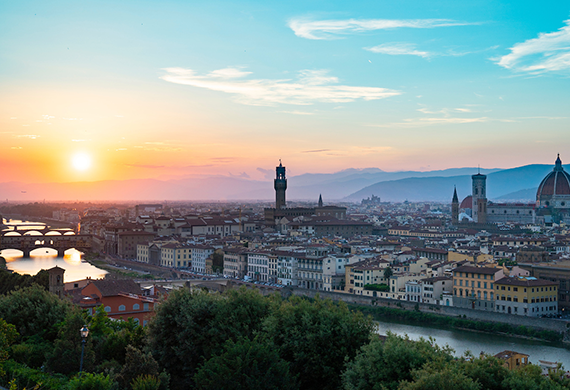 Image of a sunset in Florence, Italy