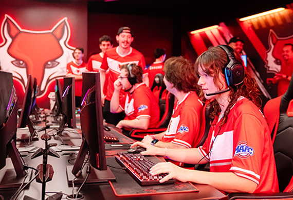 Image of Marist esports players in the new Esports Lab.