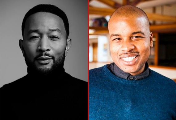 Side-by-side images of John Legend and Marcus Gardley.