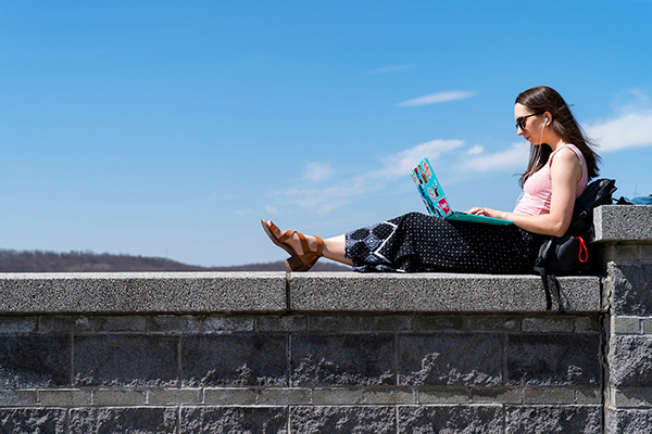 Photo of student using a laptop