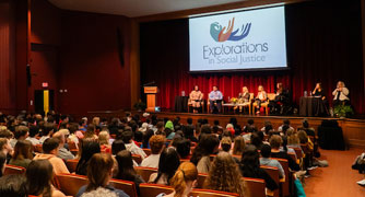 Image of the Nelly Goletti Theatre during the Explorations in Social Justice Conference.