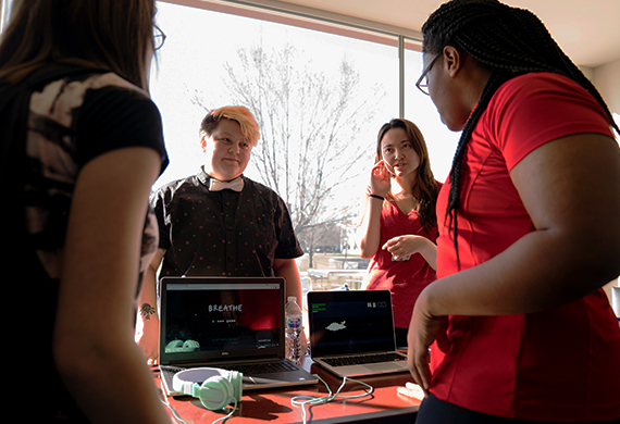 Games students discussing a game