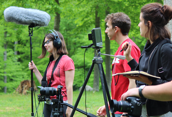 Image of Students working on a remote production.