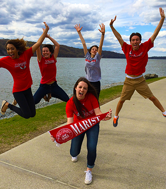 Photo of Marist students jumping