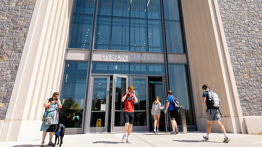 Image of students in front of Dyson Center.