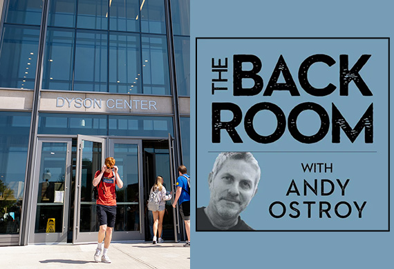 Image of Dyson Center side-by-side with Back Room podcast logo.