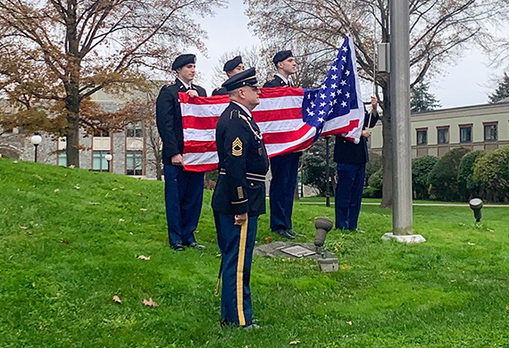 Image of Veterans Day Flag Raising Ceremony on November 10, 2023.