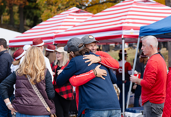 Image of McCann Center parking lot tailgate on Saturday during Homecoming & Reunion Weekend.