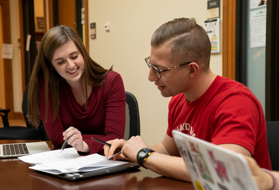 Image of students working together in the mathematics lab.