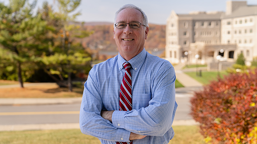 Dean Shaffer outside of Fontaine Hall. Photo by Nelson Echeverria/Marist College. 