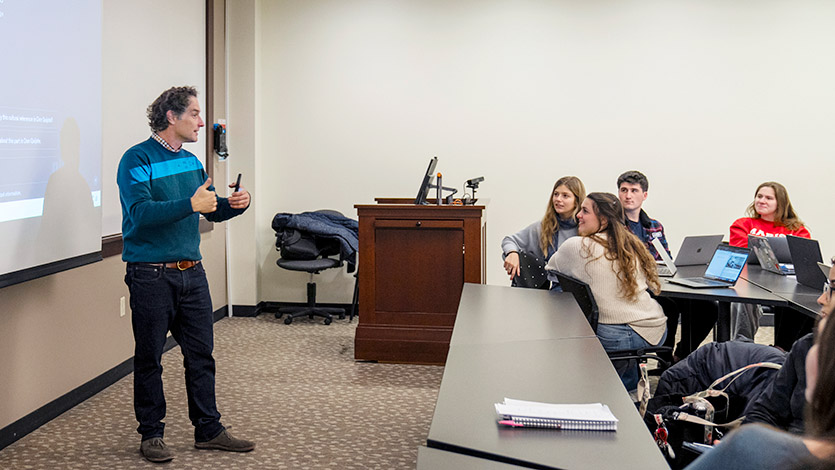 Image of Dr. Kevin Gaugler teaching in a classroom.