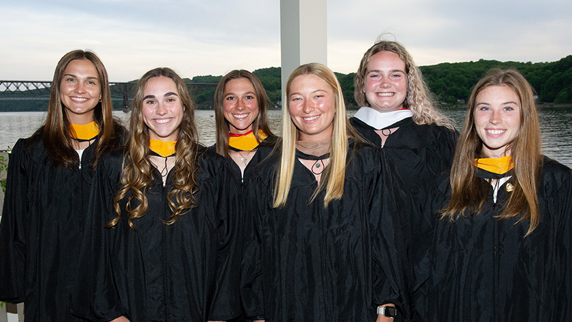 From left to right: Shea Walsh, Hannah Brock, Sam Freeland, Caroline Baratta, Meghan Davis, Calista Phippen.