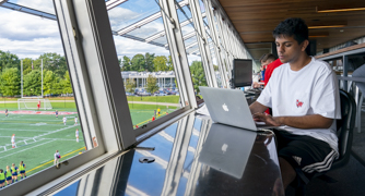 Image of student media covering an event on campus.