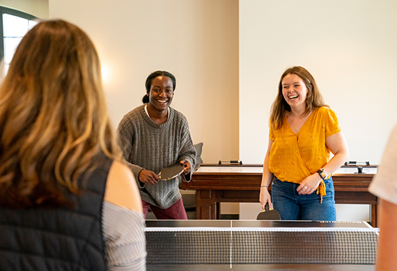 Students playing ping pong