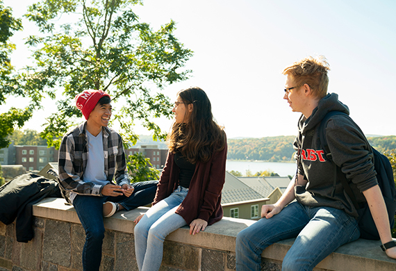 Image of students on ledge