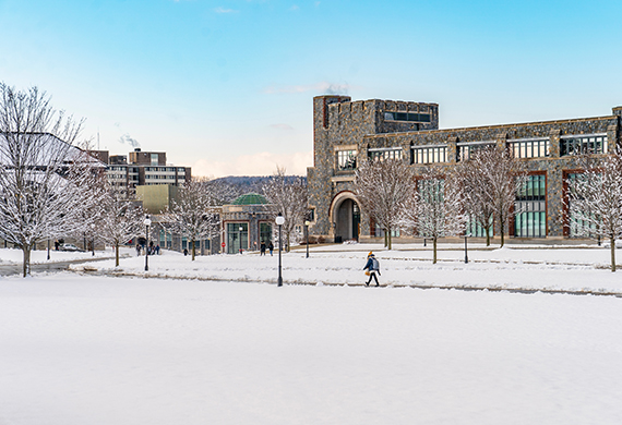 An image of Marist campus in winter