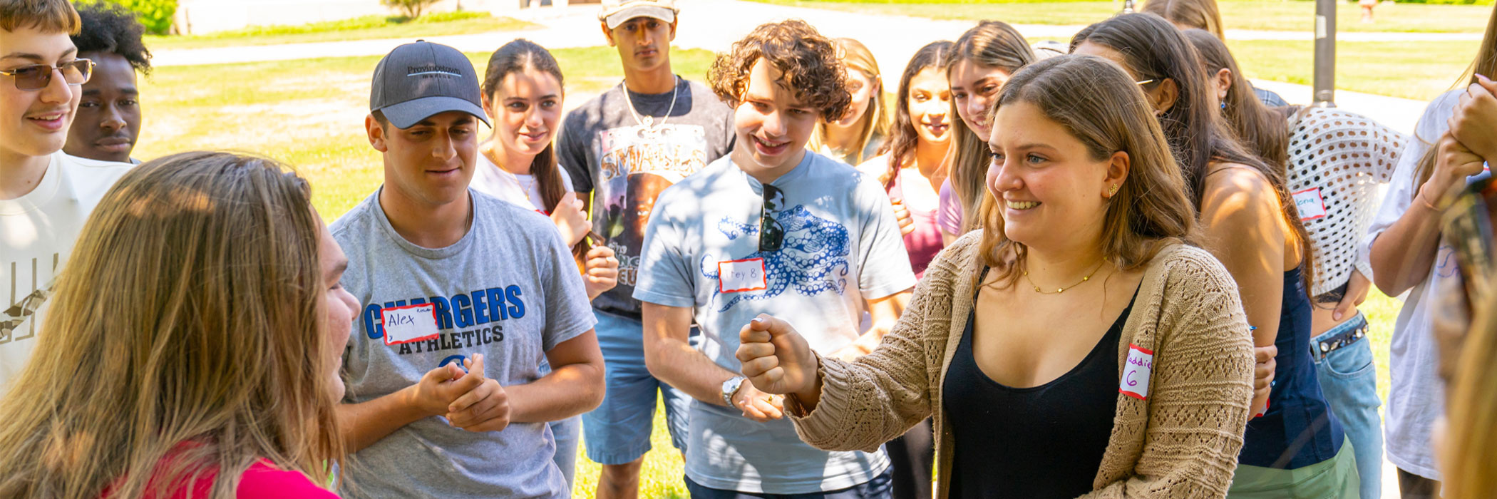 Image of students engaging during an orientation event.