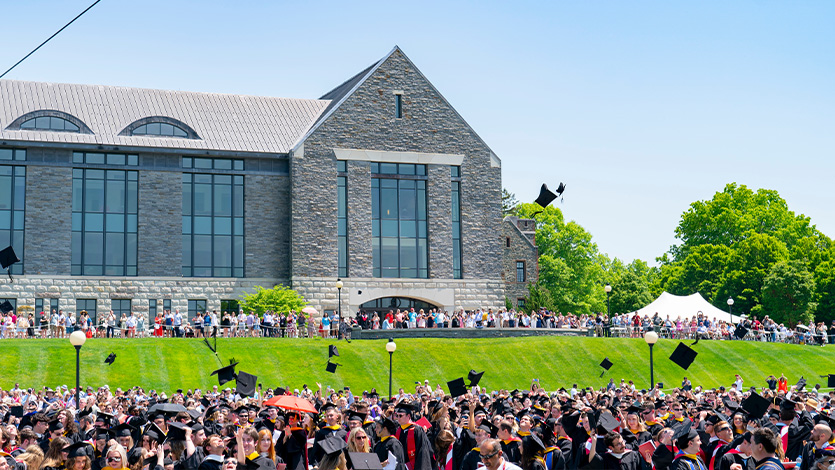 Campus green at graduation