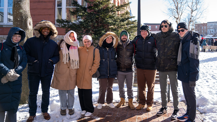 Image of group of students outside in New Hampshire.