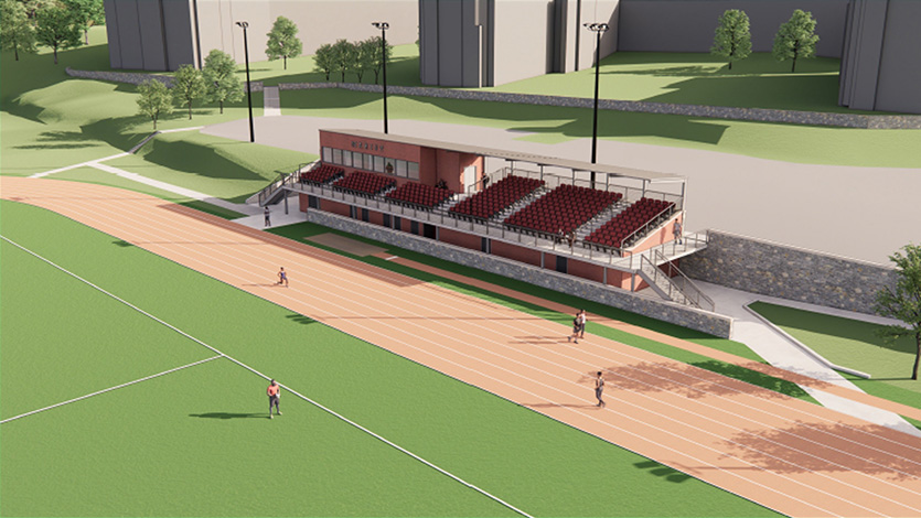 Rendering of new track and turf field.