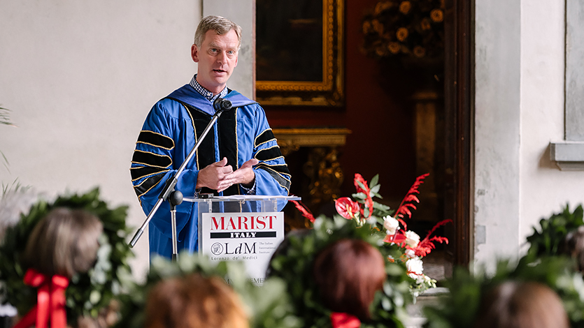 Image of President Weinman at Florence Commencement.