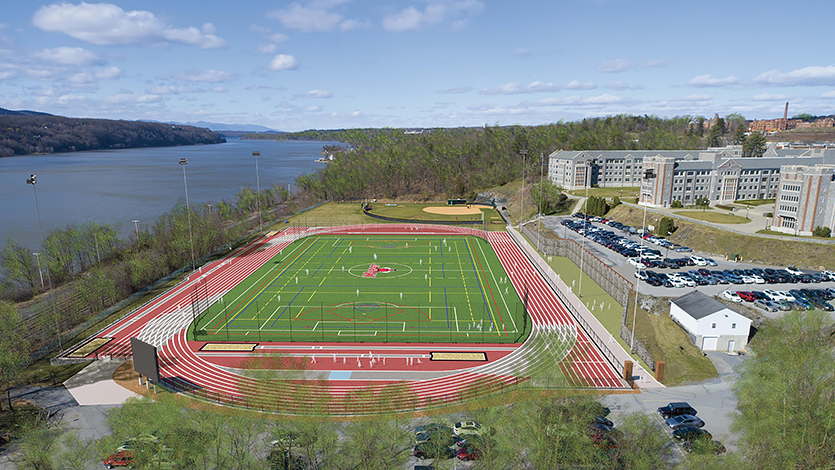 Rendering of new track and turf field facility.