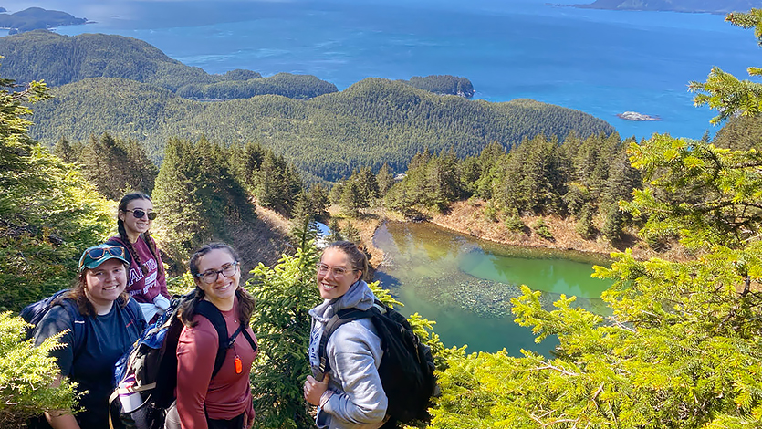 Image of students studying environmental science during an attachment course in Alaska. 