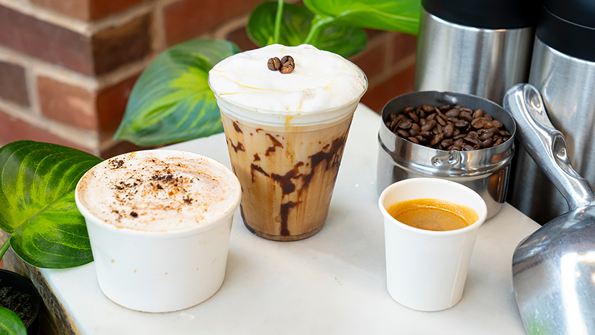 Image of coffee beverages at Steel Plant Cafe.