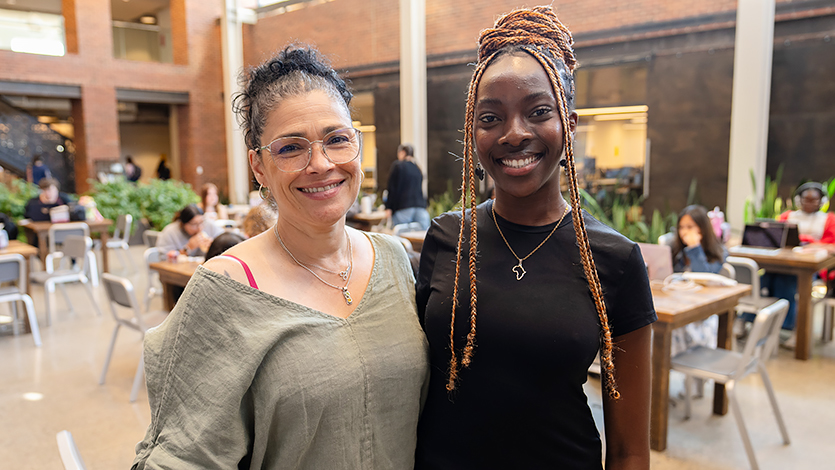 Image of Professor Sonia Roy and Kunda Nampasa ’25 at Steel Plant. Photo by Nelson Echeverria/Marist College.