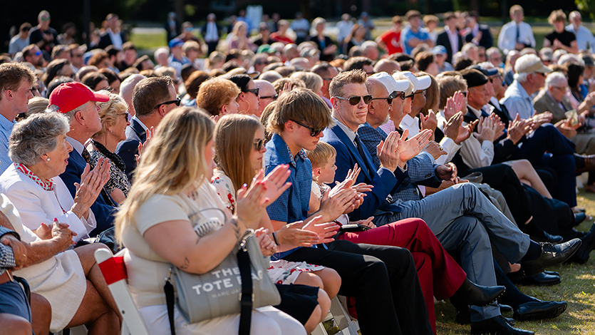 Image of audience at Dyson Center ribbon-cutting.