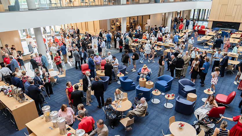 Attendees inside the Dyson Center following the ribbon-cutting event.