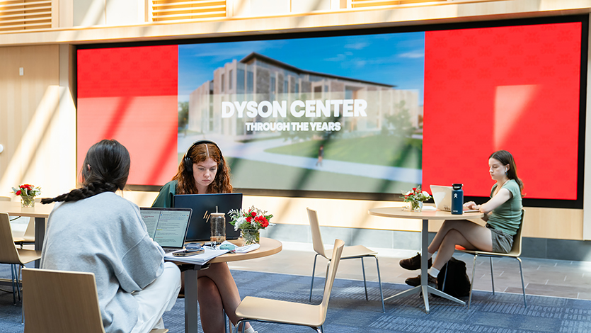 Image of students in Dyson Center atrium.