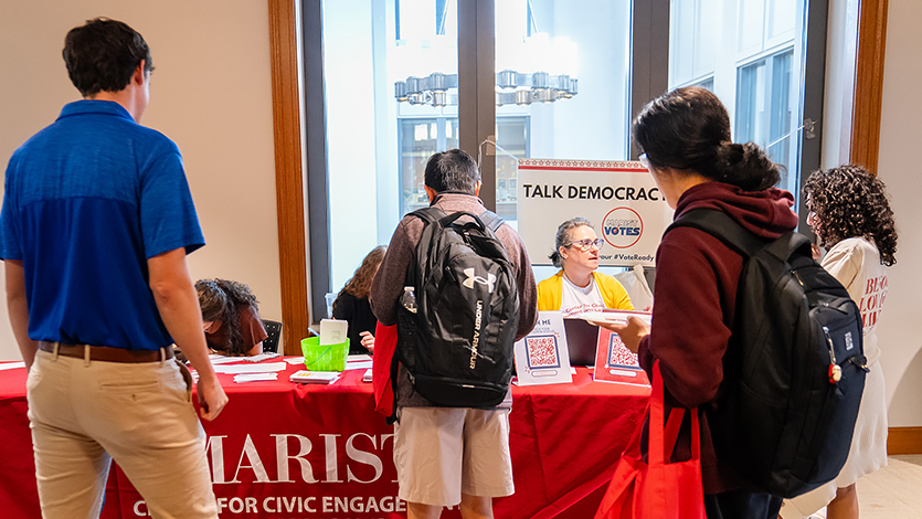 Image of MaristVotes booth in the Student Center.