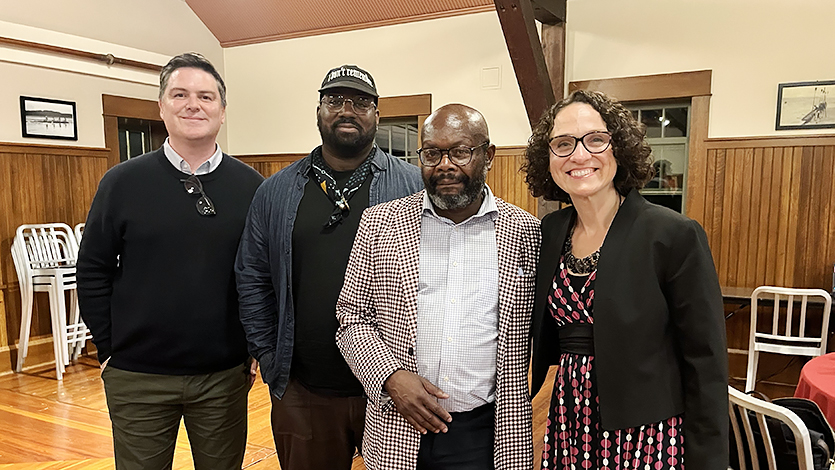 Image of (Left to Right). Dr. James Snyder, Carvell Wallace, Dr. Edward Antonio, Dr. Patricia Tarantello at a special Q&A dinner with Wallace. 