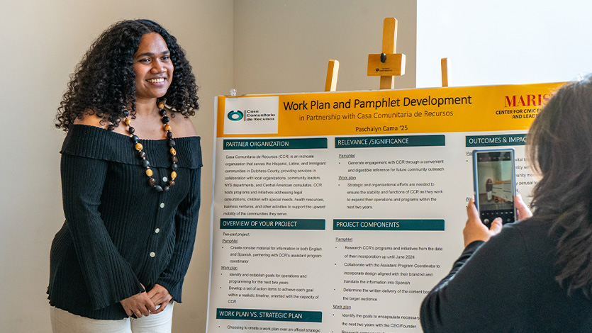 Image of Paschalyn Cama ’25 with her project overview. 