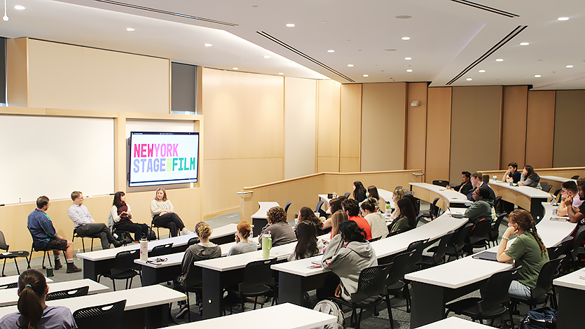 The discussion on careers in the arts, with speakers from New York Stage and Film. Photo by Julie Byron/Marist College.