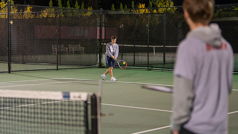 Image of students playing intramural tennis.