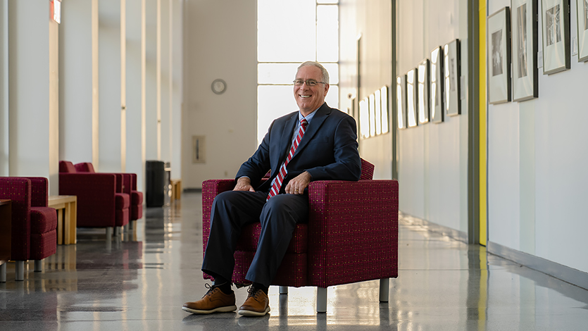 Image of Dean Shaffer in Fontaine Hall. 