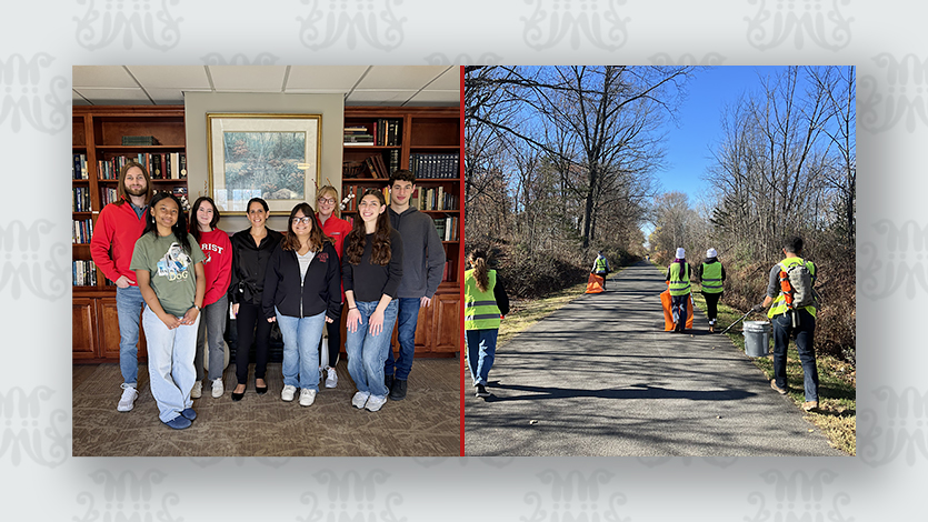 Side-by-side images of community service day volunteers.