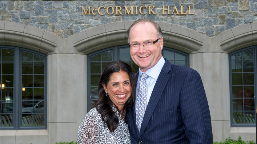 Image of Genine and Michael McCormick at the dedication of McCormick Hall in 2019.