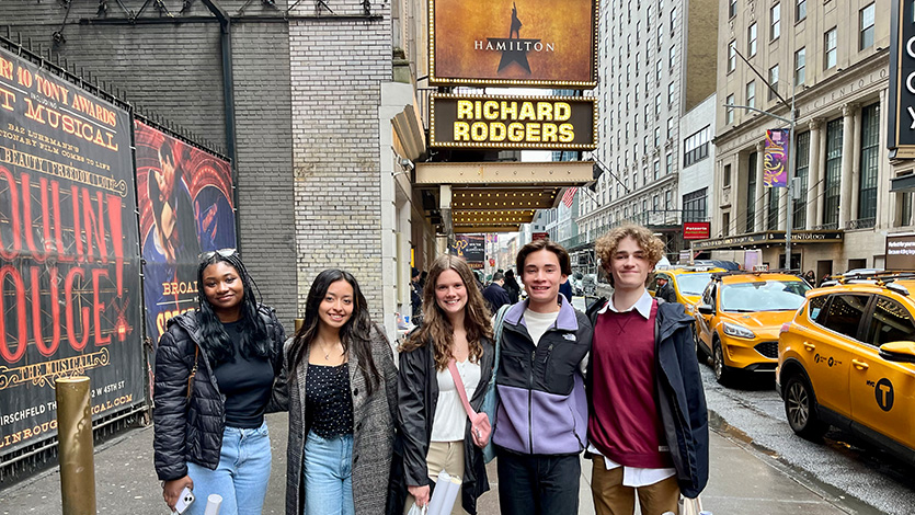 Image of Long Reach Scholars on trip to see the Broadway hit “Hamilton” in 2023.