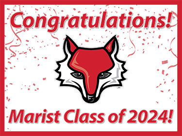 Image of a yard sign reading "Congratulations! Marist Class of 2024.
