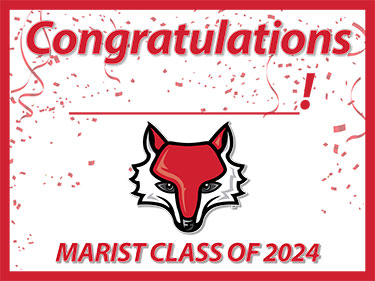 Image of a yard sign reading "Congratulations! Marist Class of 2024"