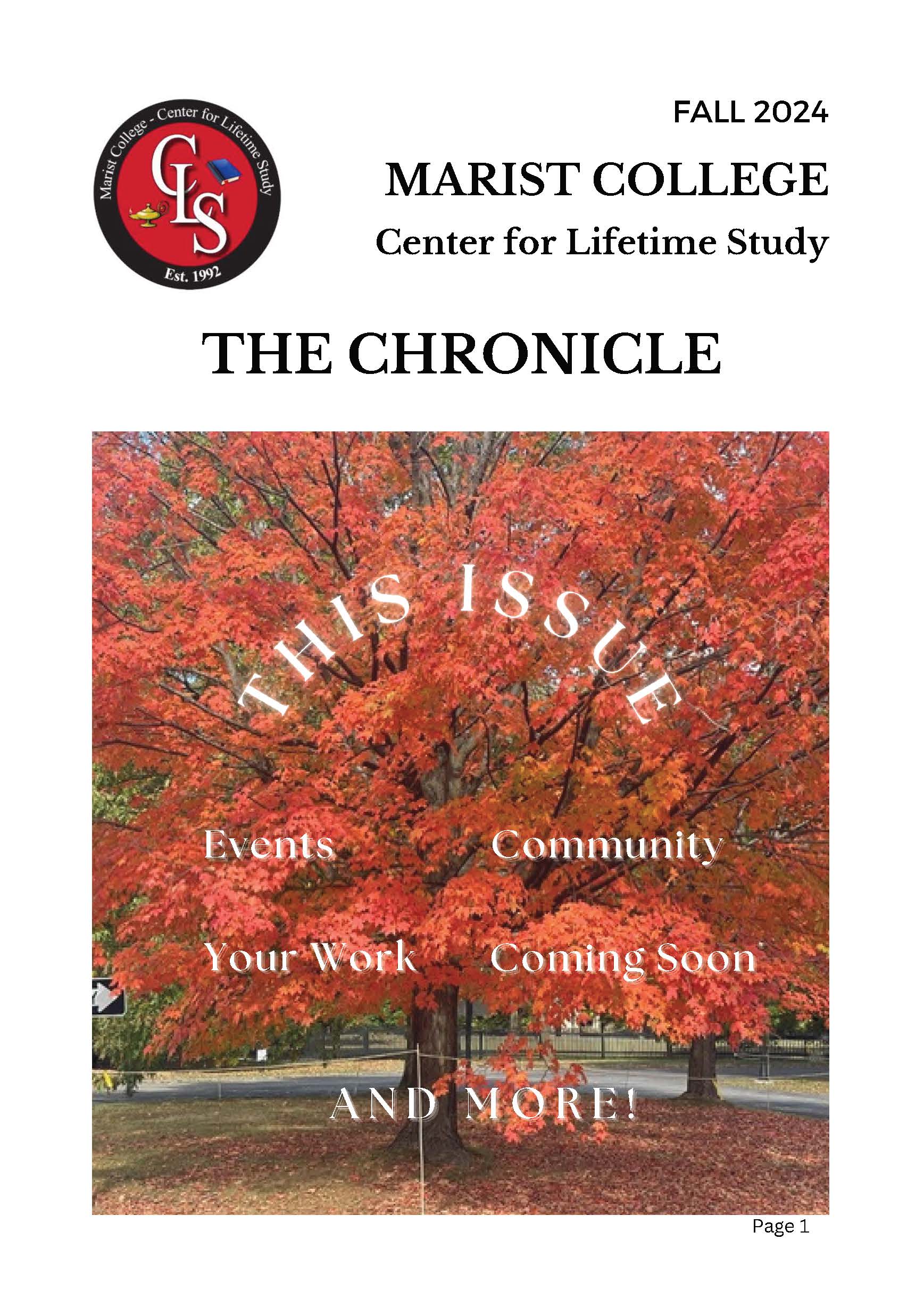 Image of the cover of Center for Lifetime Study Chronicle, Winter 2024.